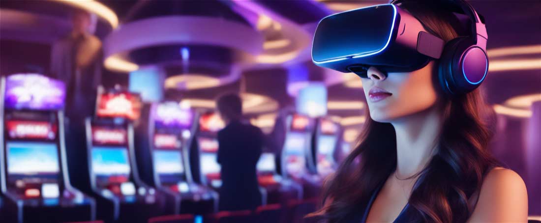 woman play at online casinos VR